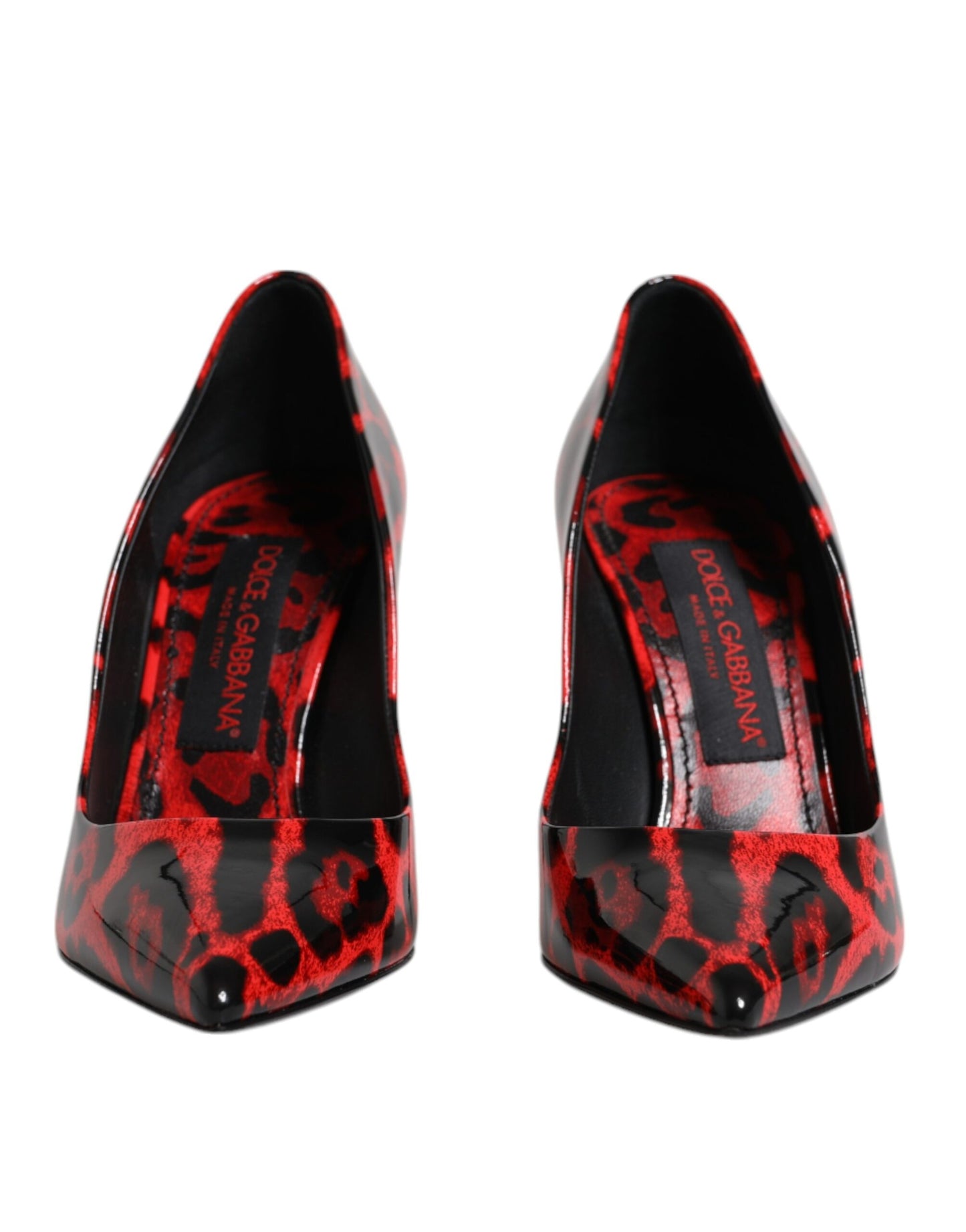 Dolce &amp; Gabbana Red Leopard Leather Stiletto High Heels Pumps -kengät