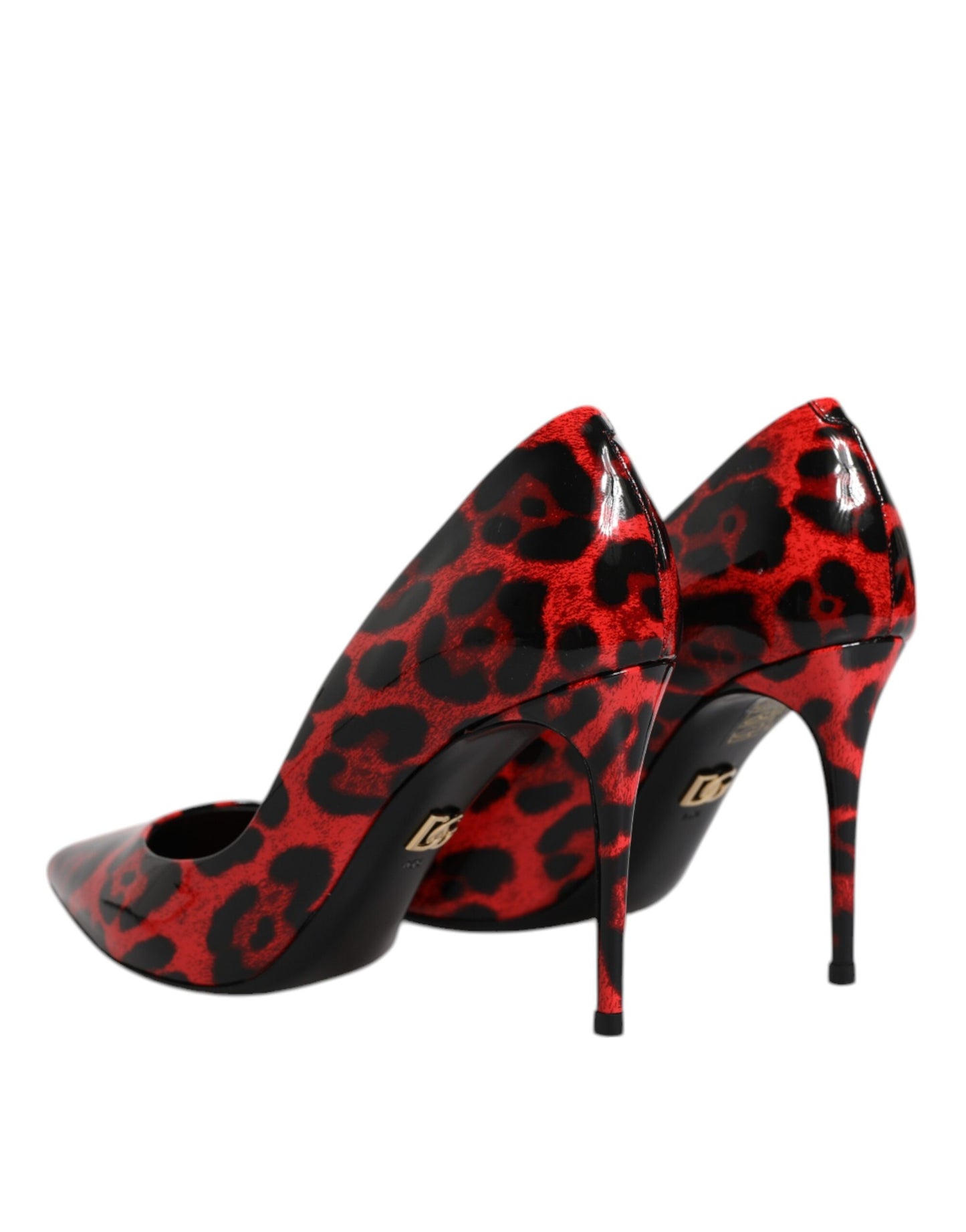 Dolce &amp; Gabbana Red Leopard Leather Stiletto High Heels Pumps -kengät