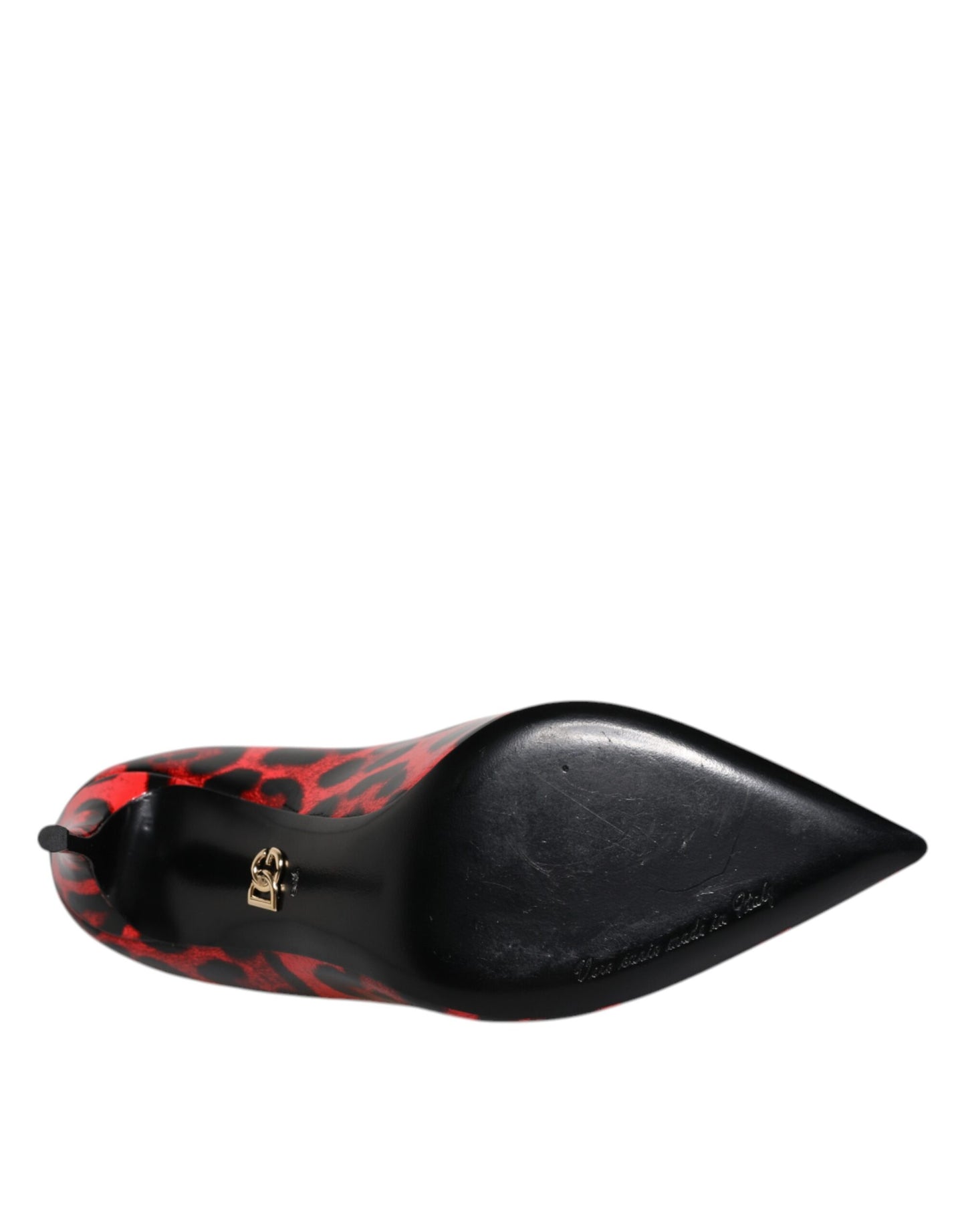 Dolce &amp; Gabbana Red Leopard Leather Stiletto High Heels Pumps -kengät