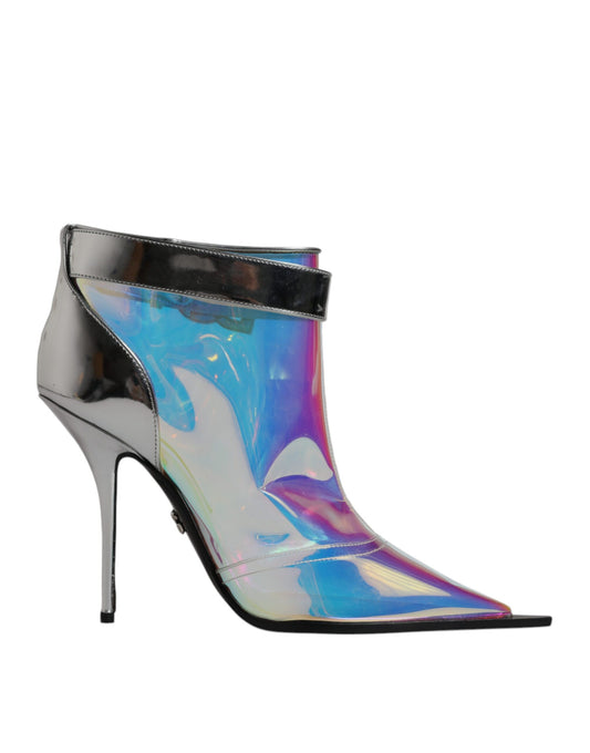 Dolce &amp; Gabbana Shoes Silver Iridescent Pointed Short Boots