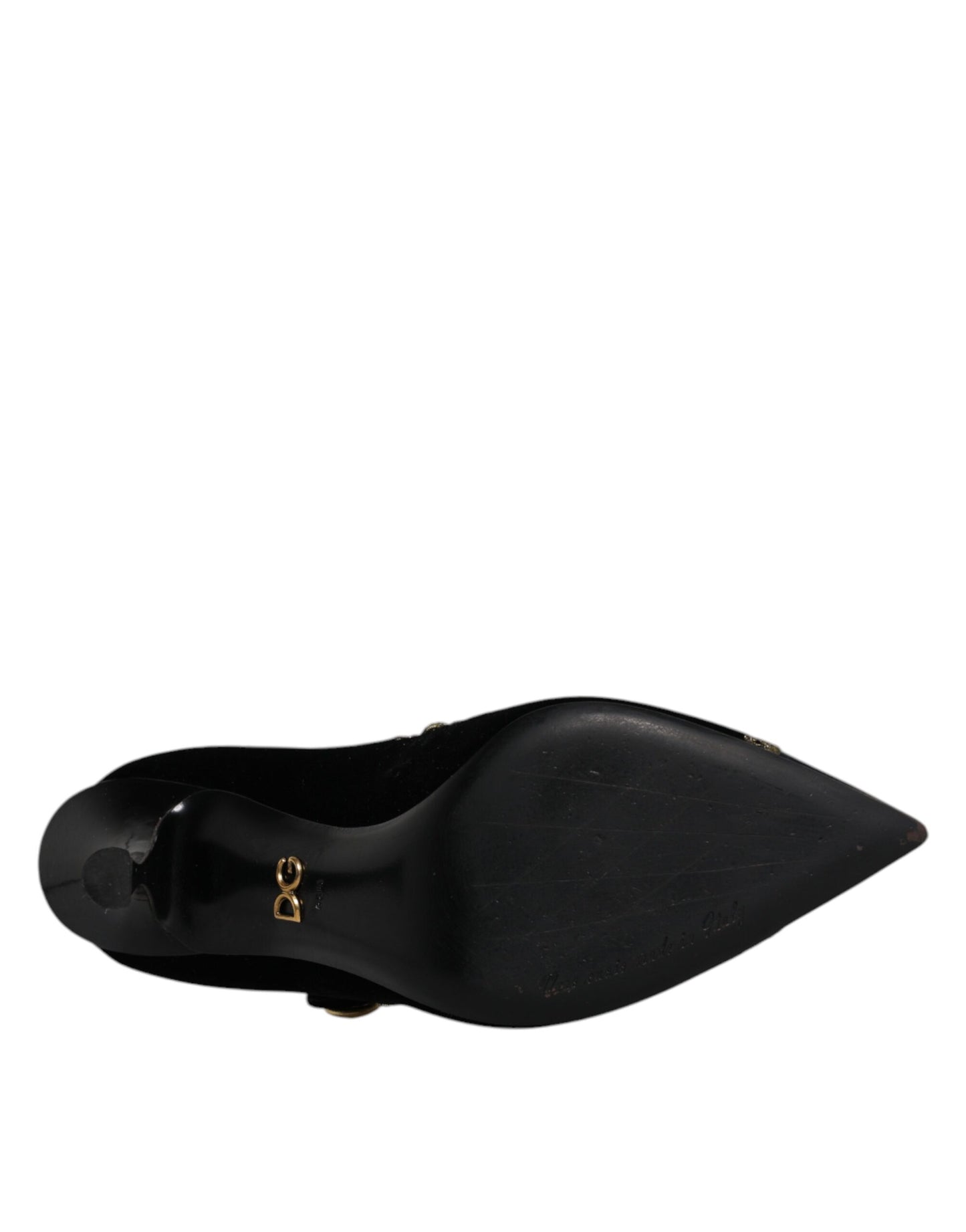 Dolce &amp; Gabbana Black Velvet Gold Mary Janes Pumps -kengät