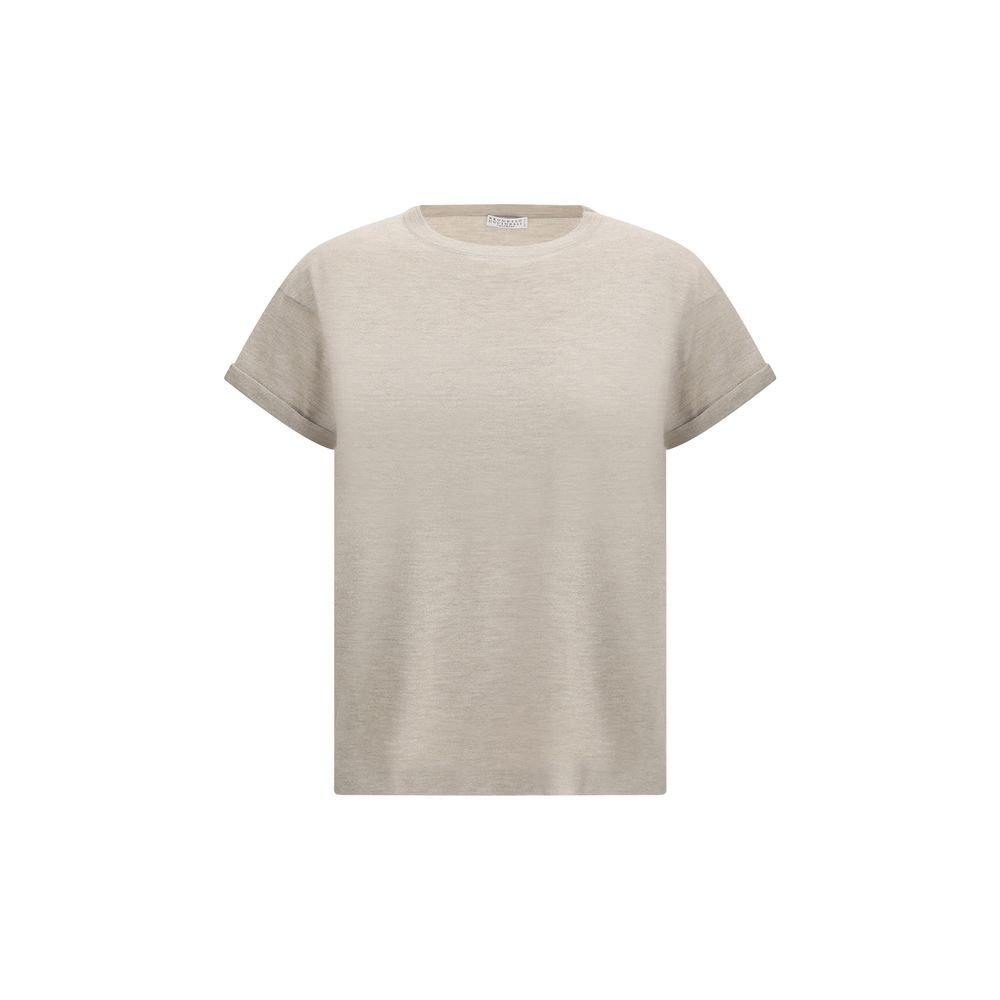 Brunello Cucinelli Kaschmir-Glitzer-T-Shirt