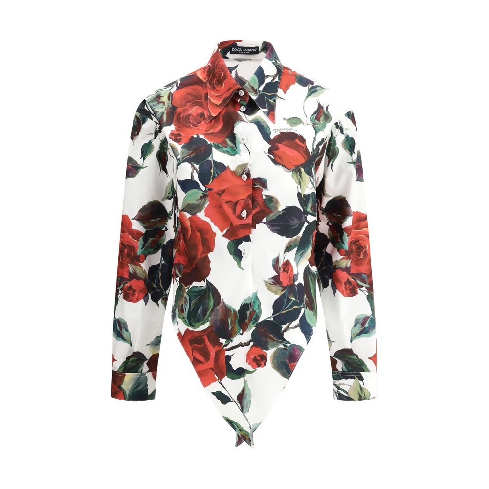 Dolce & Gabbana Asymmetrisches Shirt mit Rosendruck