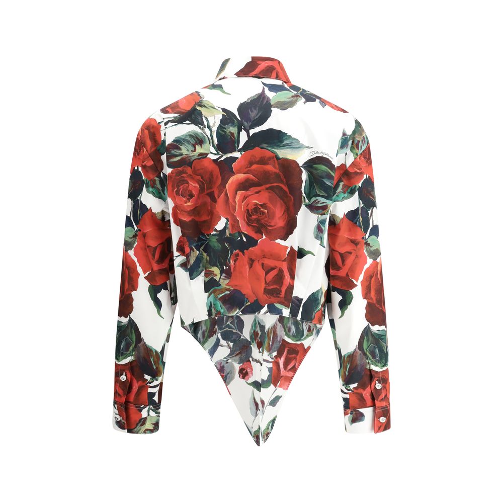 Dolce & Gabbana Asymmetrisches Shirt mit Rosendruck