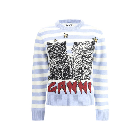 Ganni Gestreifter Pullover mit Maxidruck