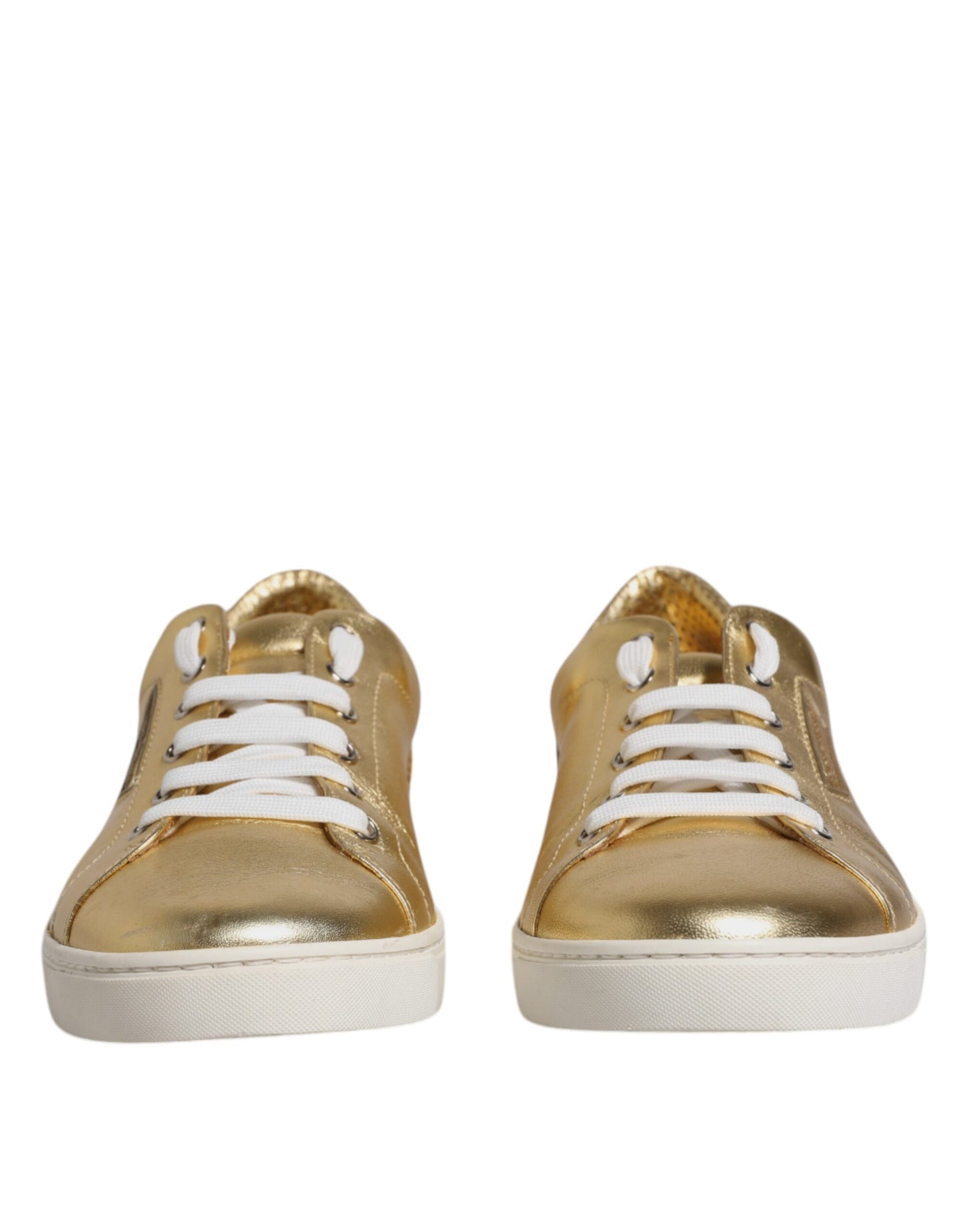 Dolce & Gabbana Gold Leder Logo London Männer Turnschuhe Schuhe