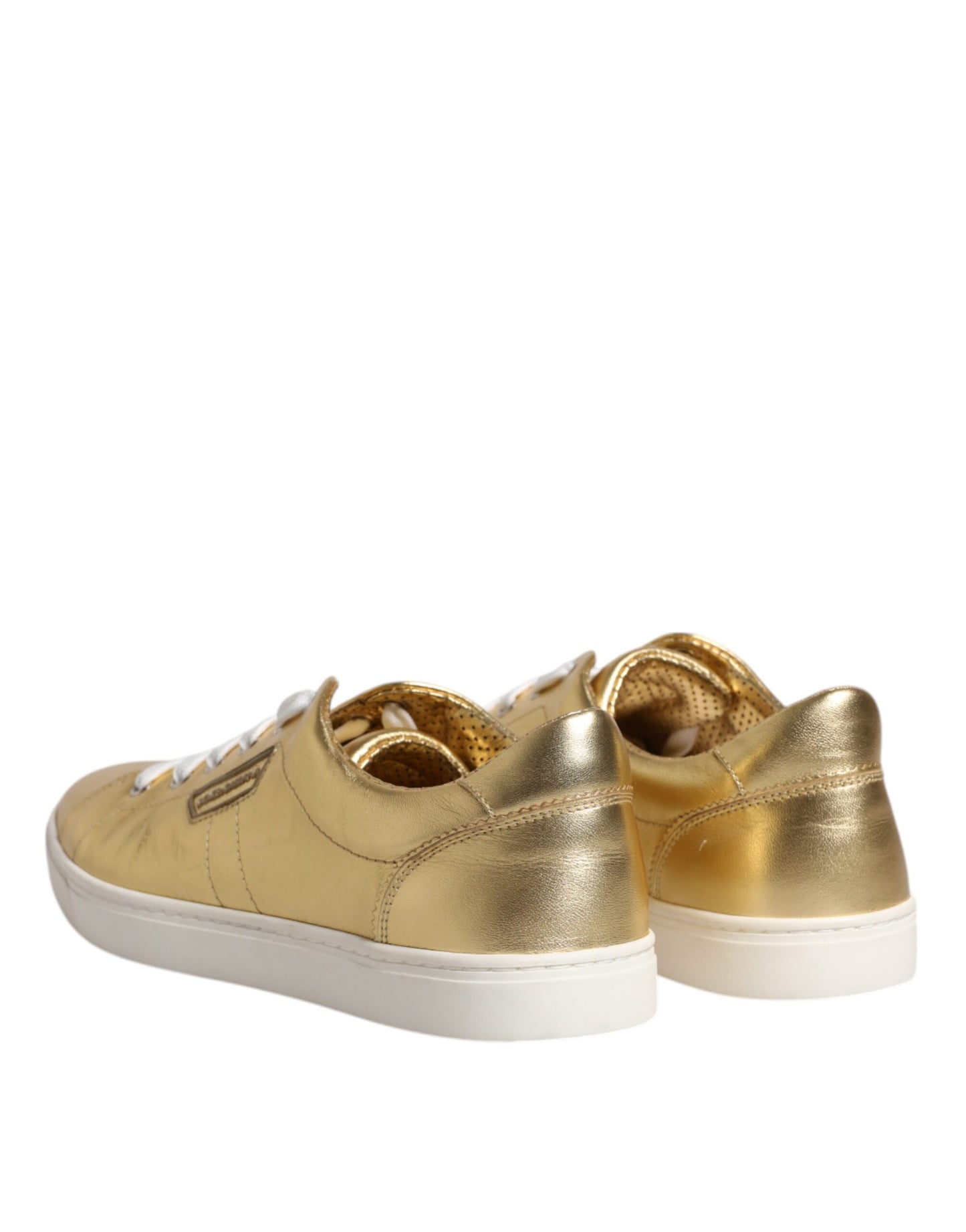 Dolce & Gabbana Gold Leder Logo London Männer Turnschuhe Schuhe