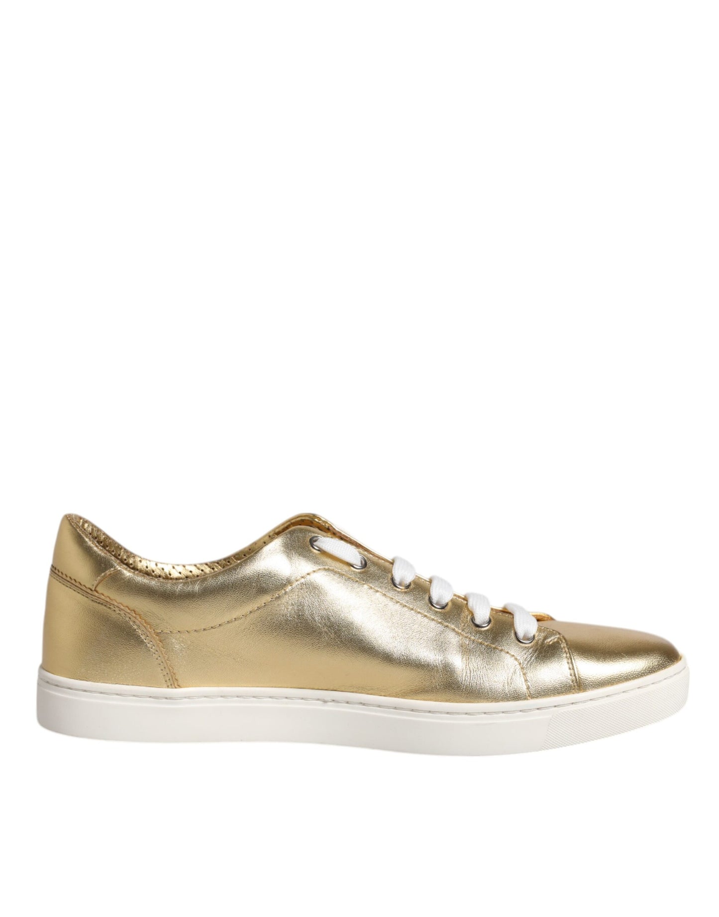 Dolce & Gabbana Gold Leder Logo London Männer Turnschuhe Schuhe