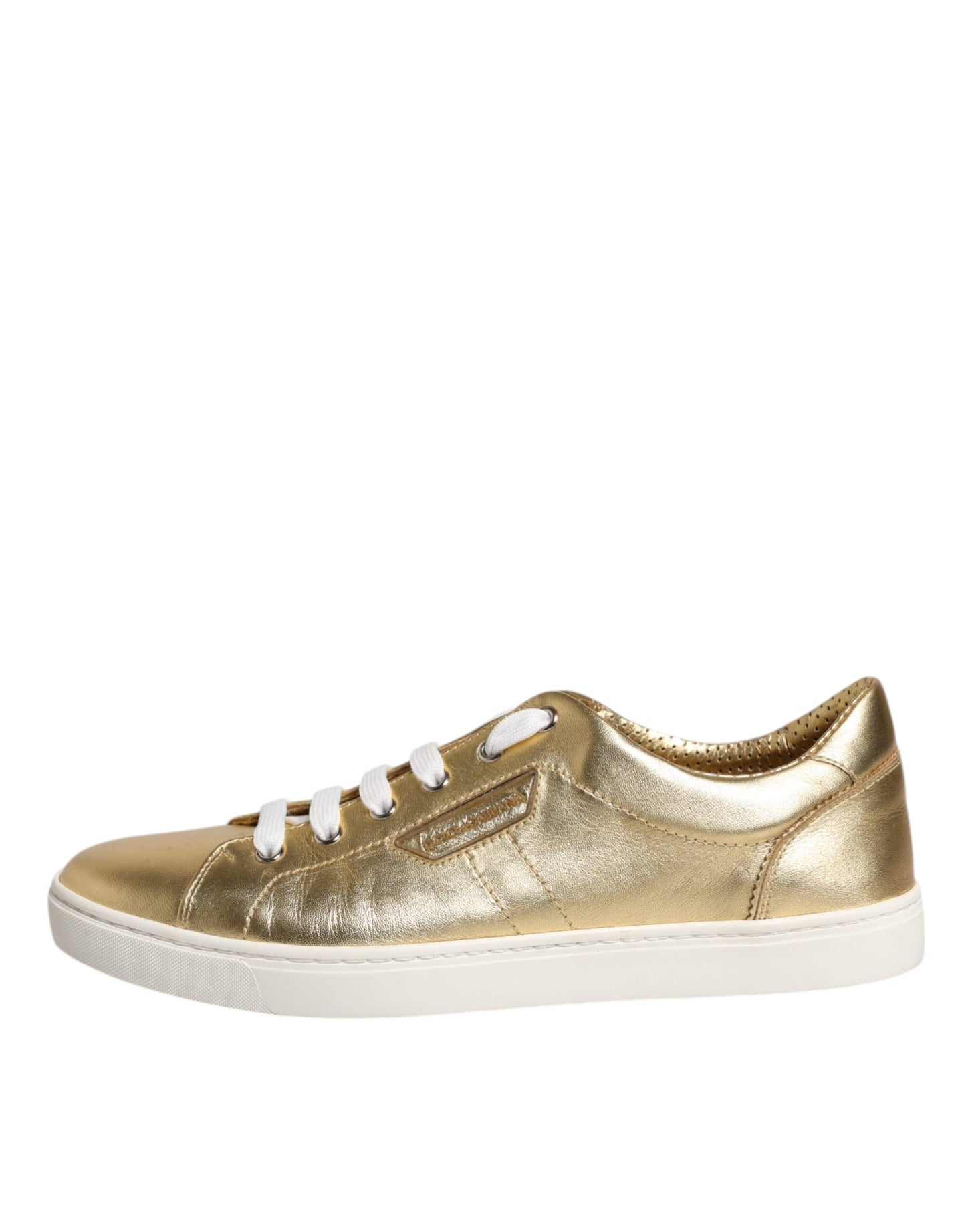 Dolce & Gabbana Gold Leder Logo London Männer Turnschuhe Schuhe