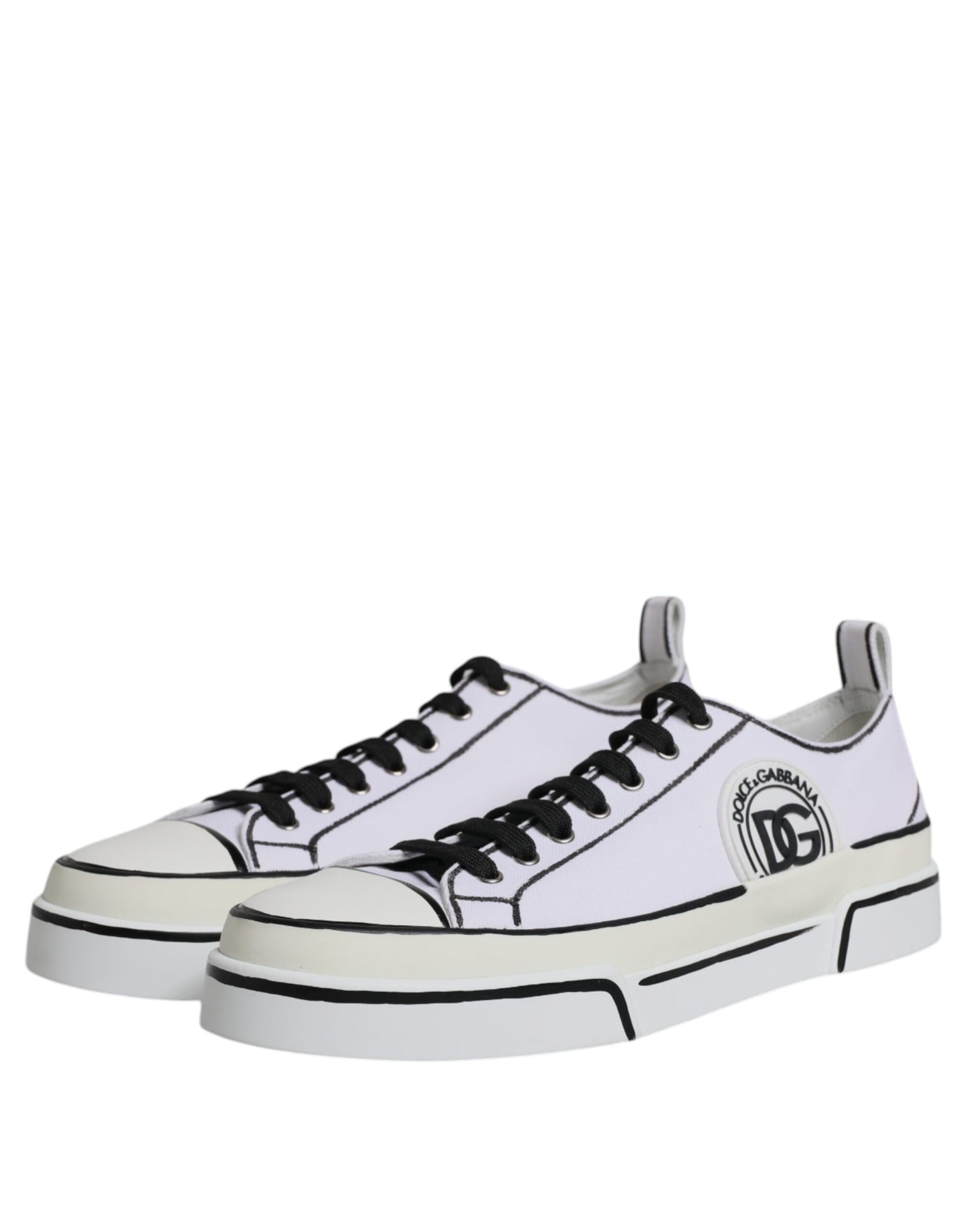 Dolce & Gabbana Weiß Logo Canvas Low Top Männer Turnschuhe Schuhe