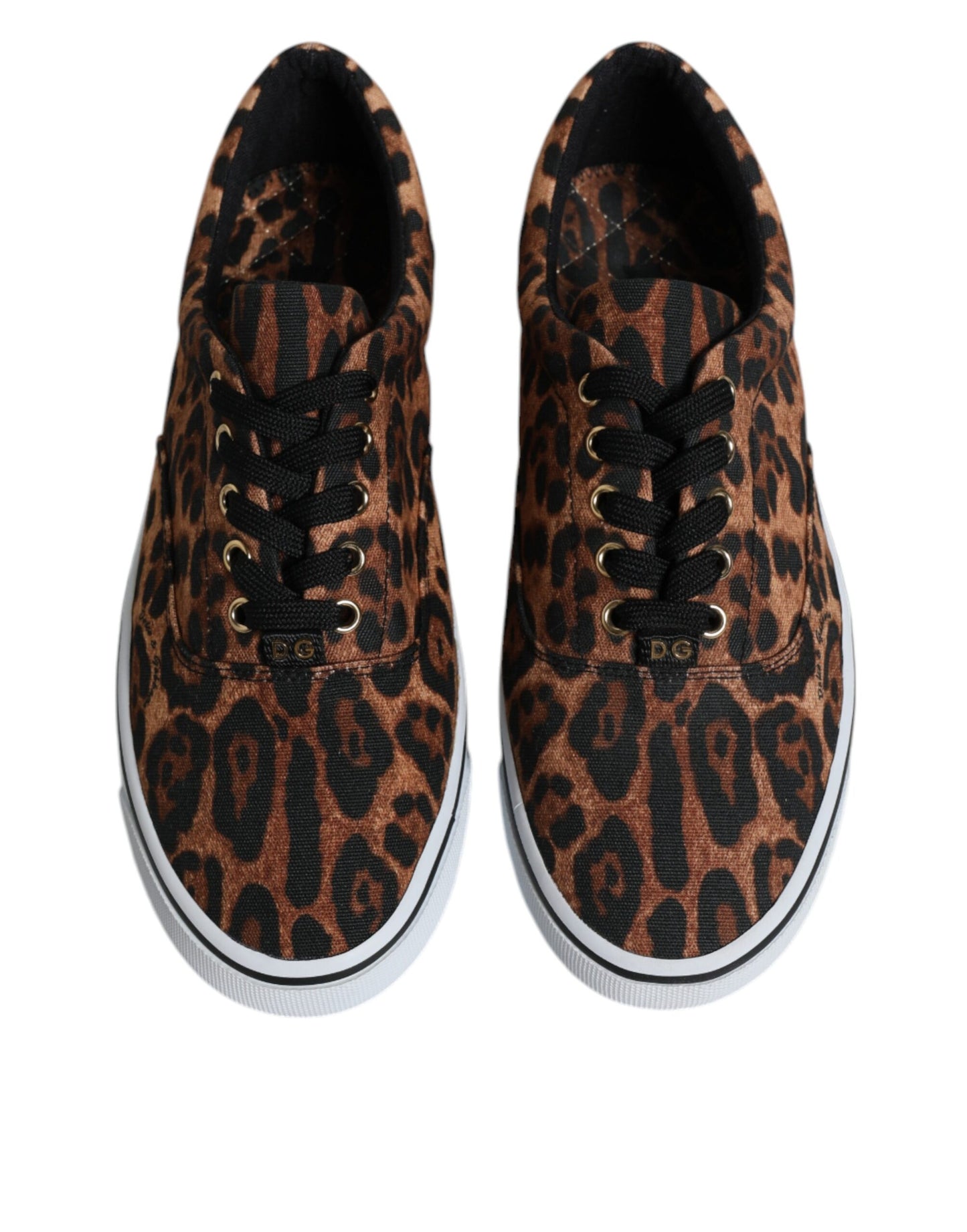 Dolce & Gabbana Braun Leopard Logo Print Baumwolle Turnschuhe Schuhe