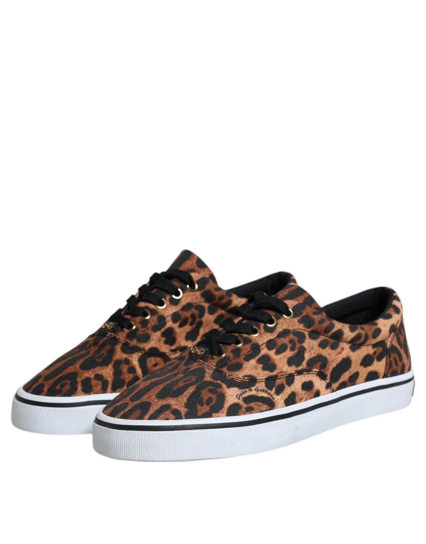 Dolce & Gabbana Braun Leopard Logo Print Baumwolle Turnschuhe Schuhe