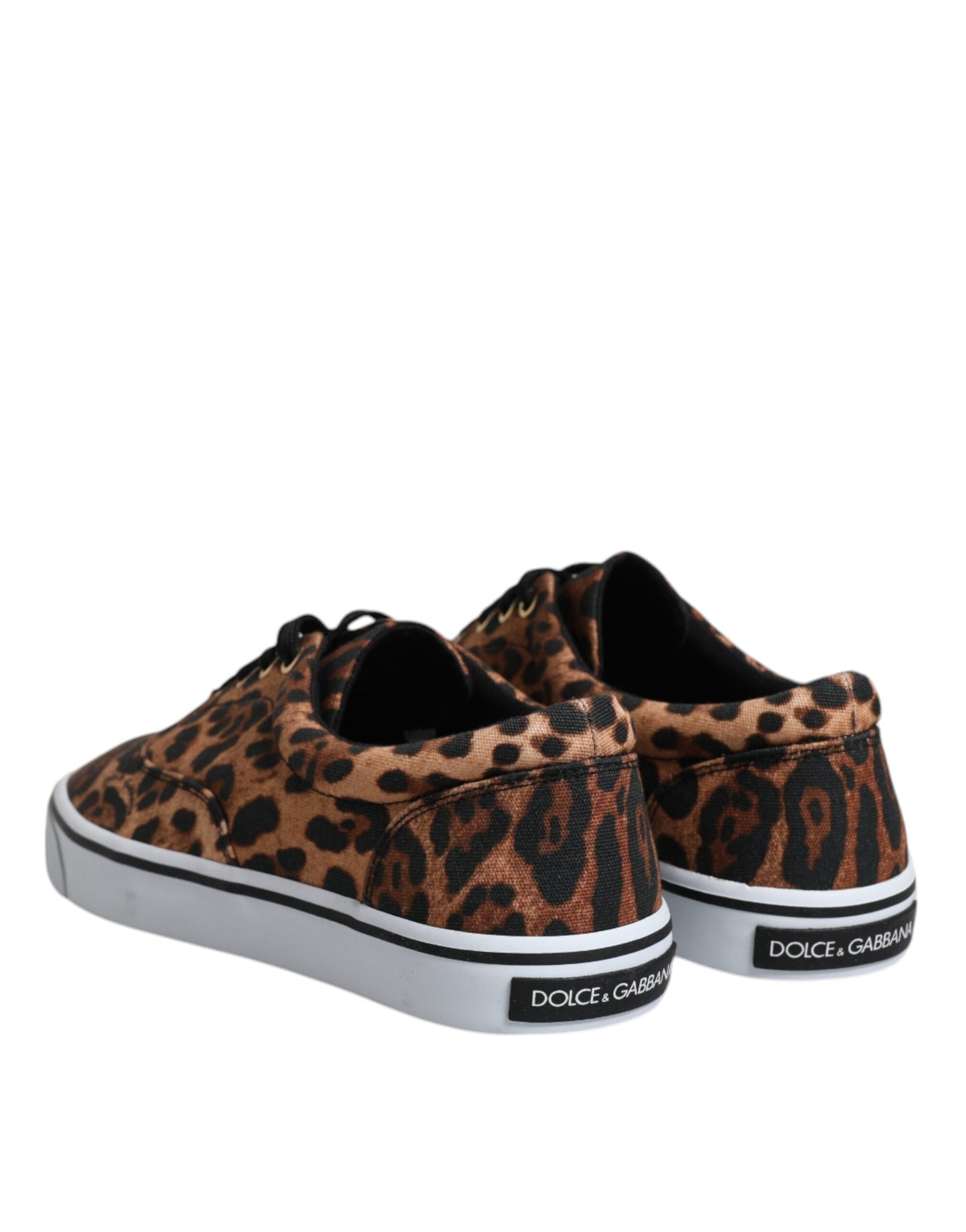 Dolce & Gabbana Braun Leopard Logo Print Baumwolle Turnschuhe Schuhe