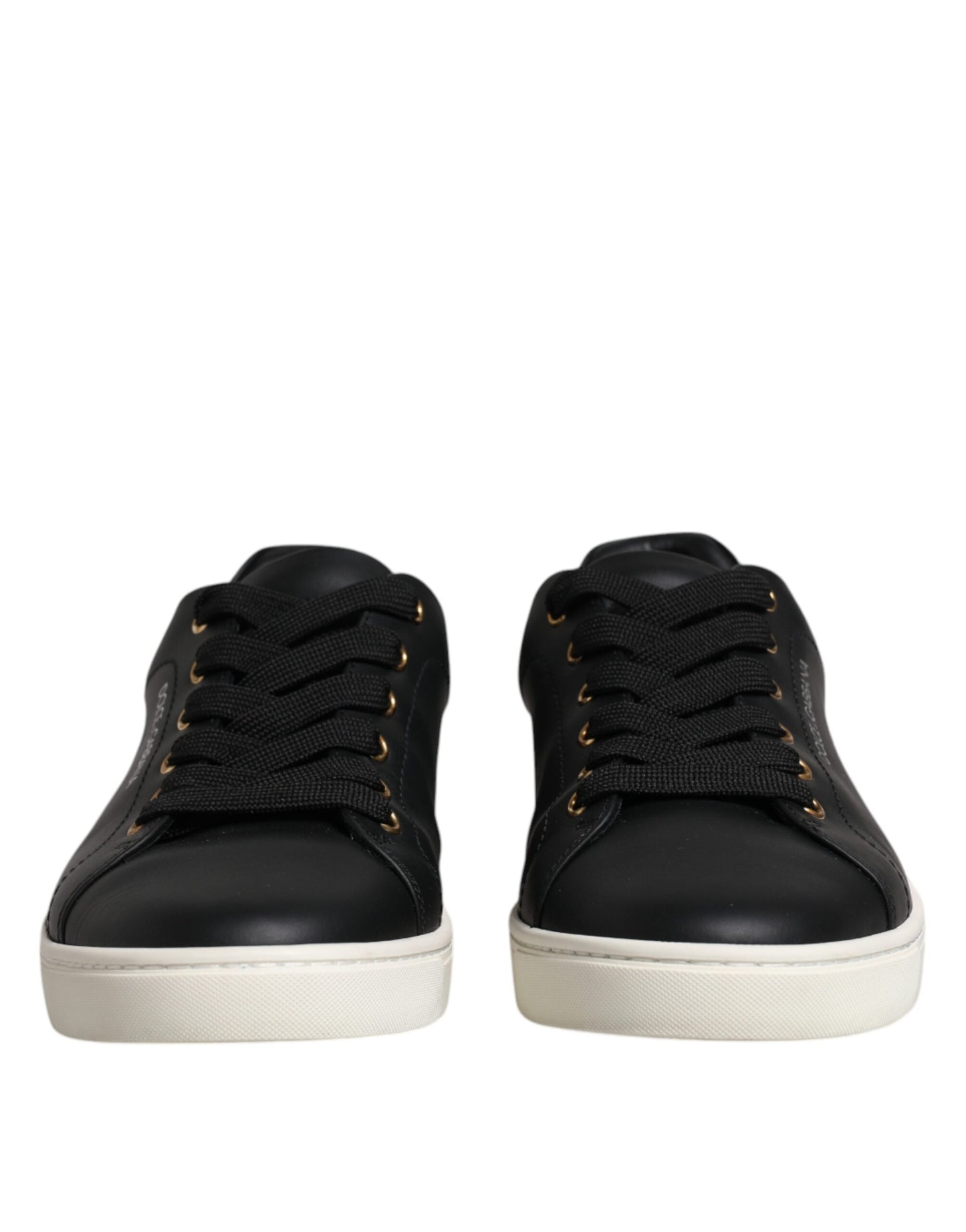 Dolce & Gabbana Schwarzes Leder Logo London Sneaker Schuhe