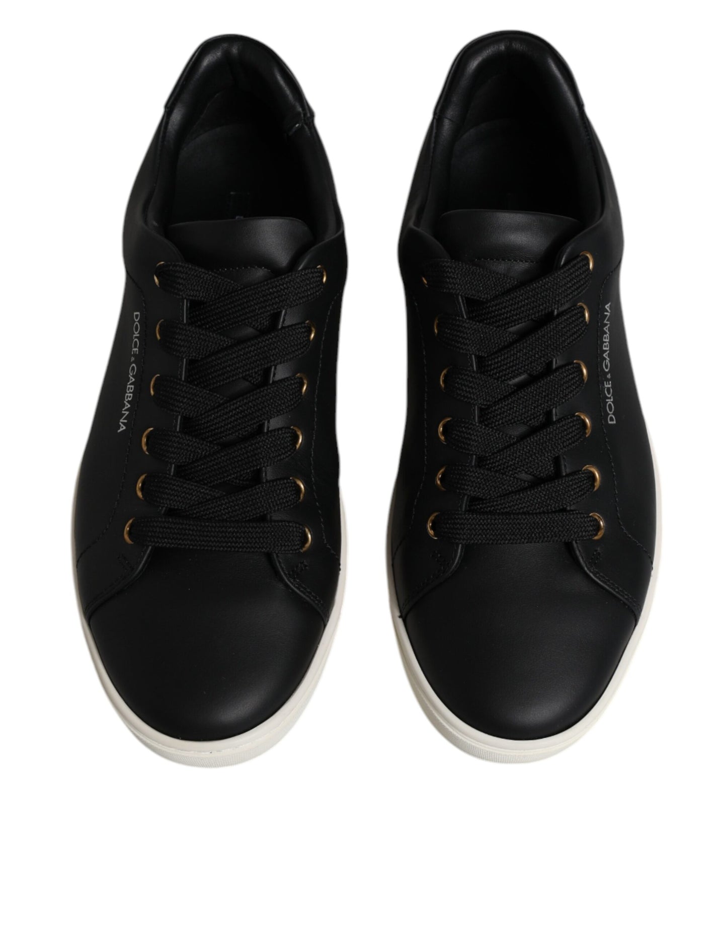 Dolce & Gabbana Schwarzes Leder Logo London Sneaker Schuhe