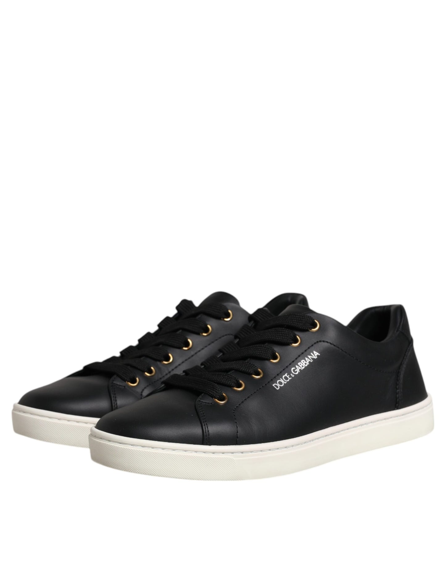 Dolce & Gabbana Schwarzes Leder Logo London Sneaker Schuhe