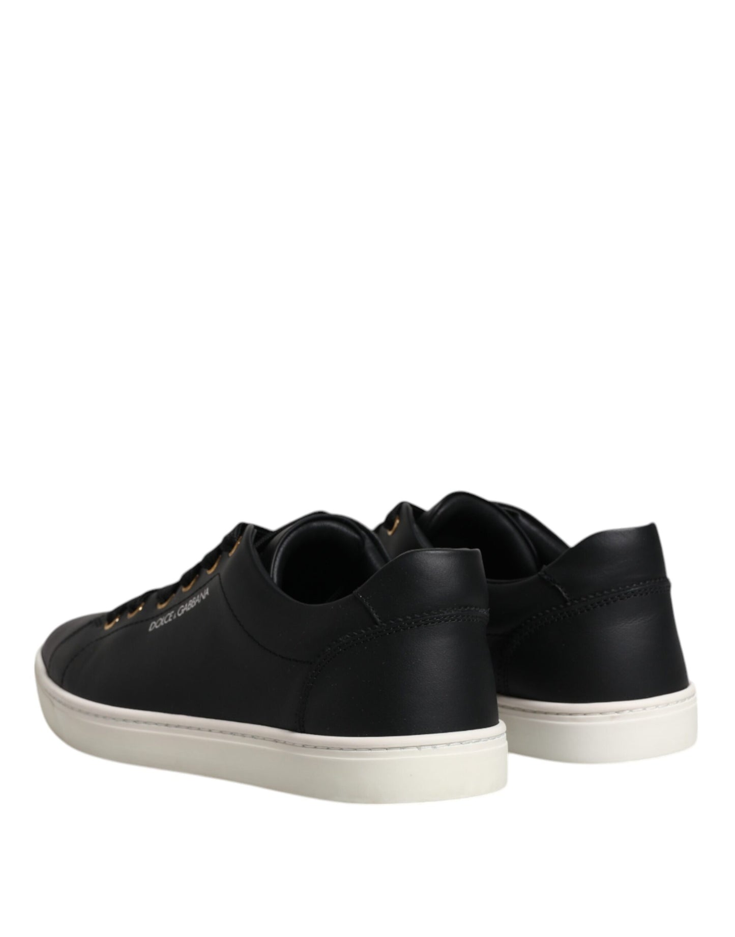 Dolce & Gabbana Schwarzes Leder Logo London Sneaker Schuhe