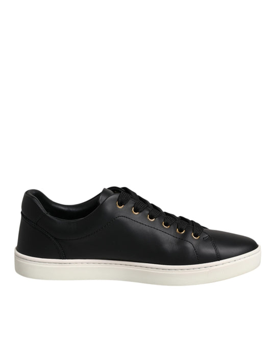 Dolce & Gabbana Schwarzes Leder Logo London Sneaker Schuhe