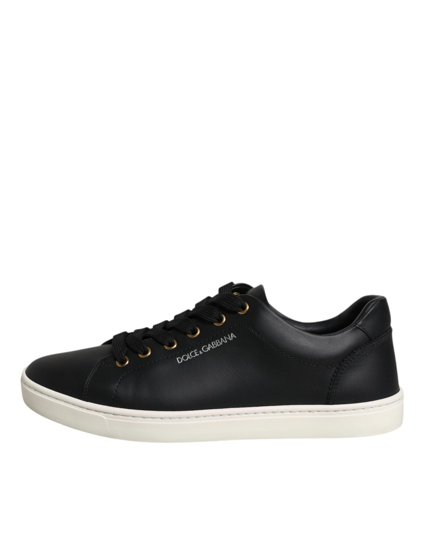 Dolce & Gabbana Schwarzes Leder Logo London Sneaker Schuhe