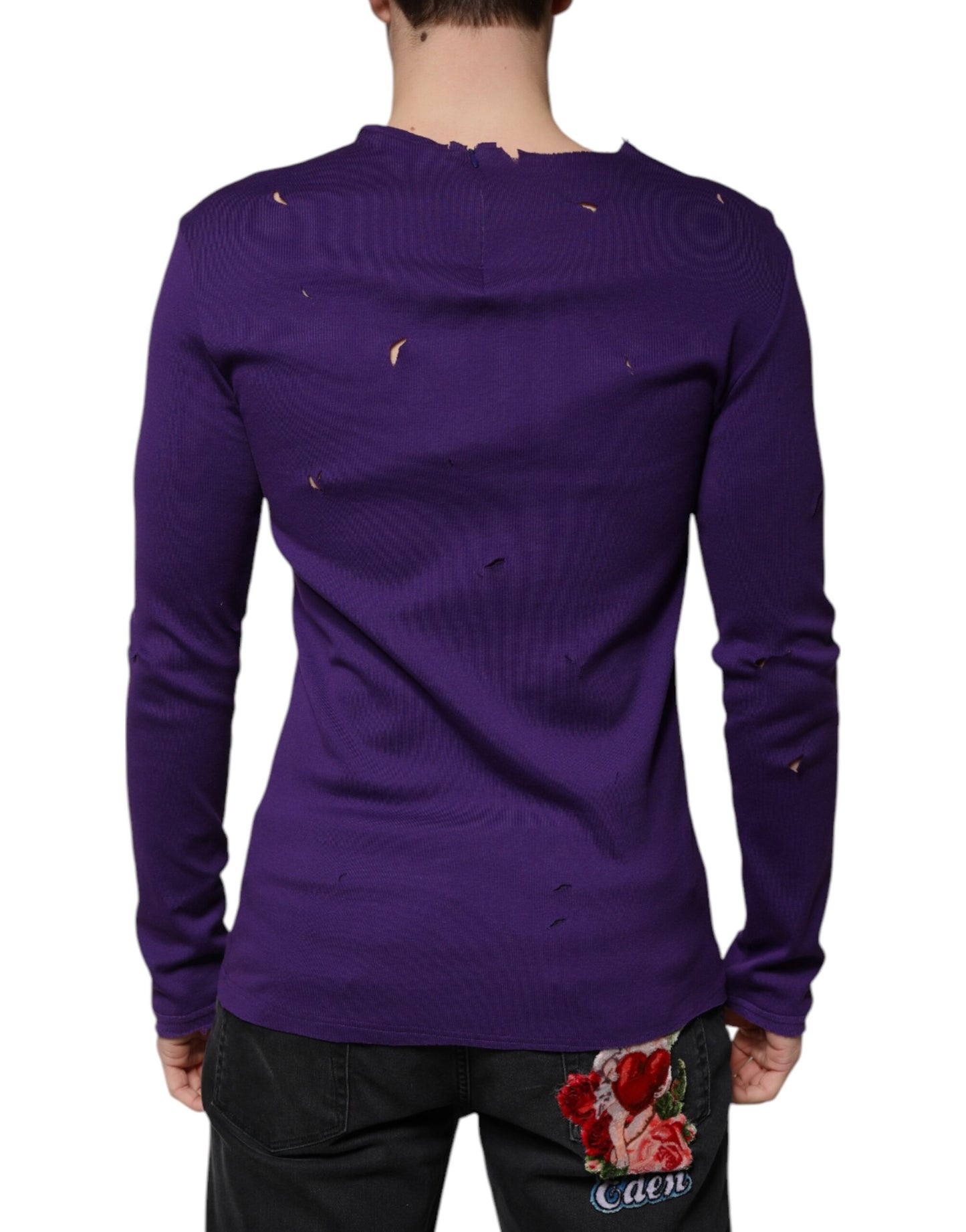 Dolce & Gabbana Lila Baumwolle Rundhalsausschnitt Pullover Männer Pullover