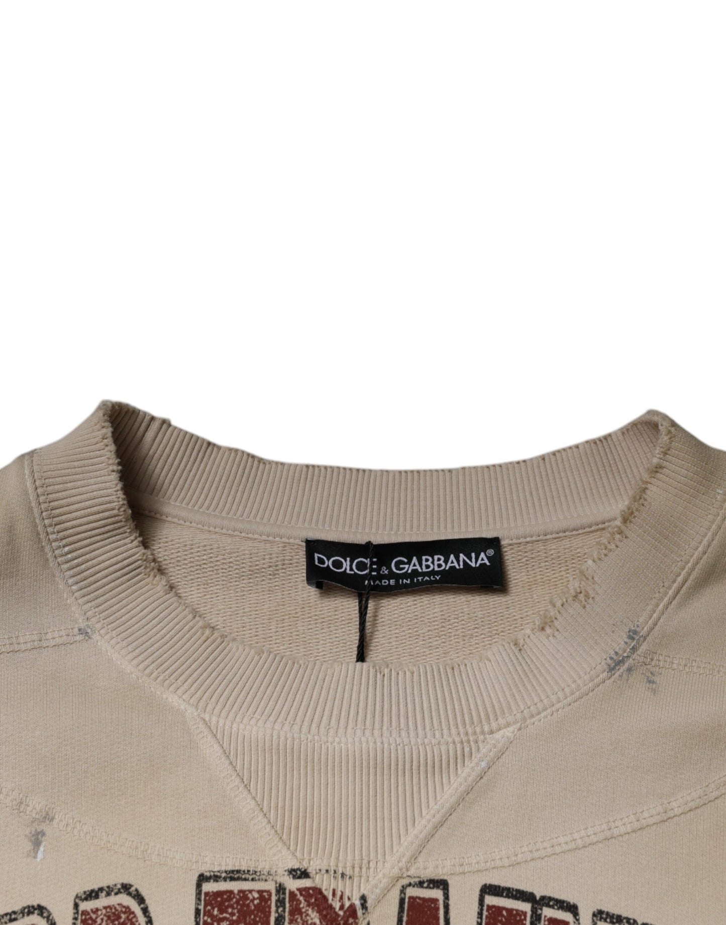 Dolce & Gabbana Beigefarbenes Baumwoll-T-Shirt mit Rundhalsausschnitt und ohne Ärmel