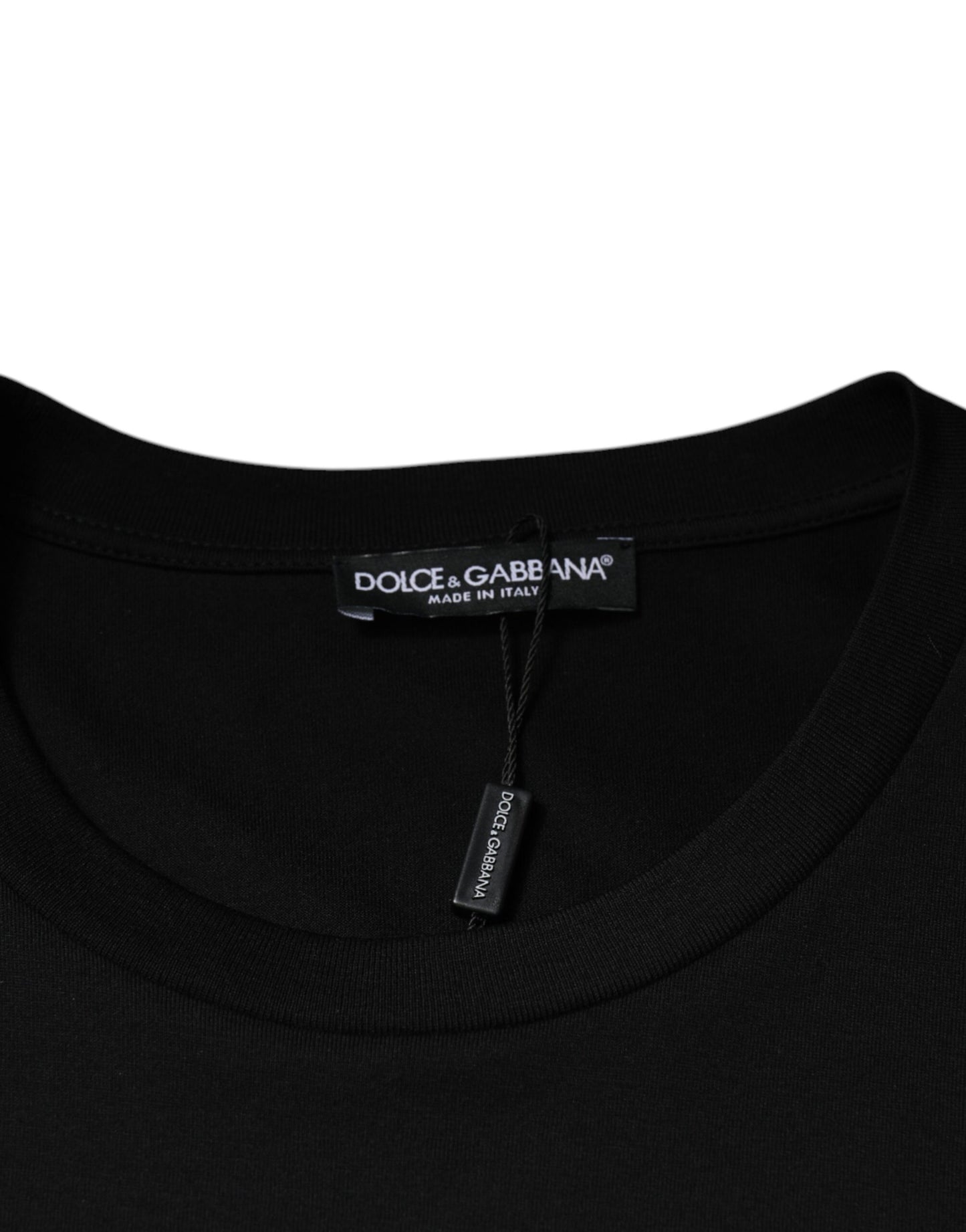 Dolce & Gabbana Schwarzes Baumwoll-T-Shirt mit Rundhalsausschnitt und kurzen Ärmeln