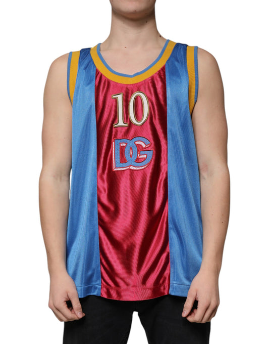 Dolce & Gabbana Mehrfarbiges Jersey-Tank-T-Shirt ohne Ärmel