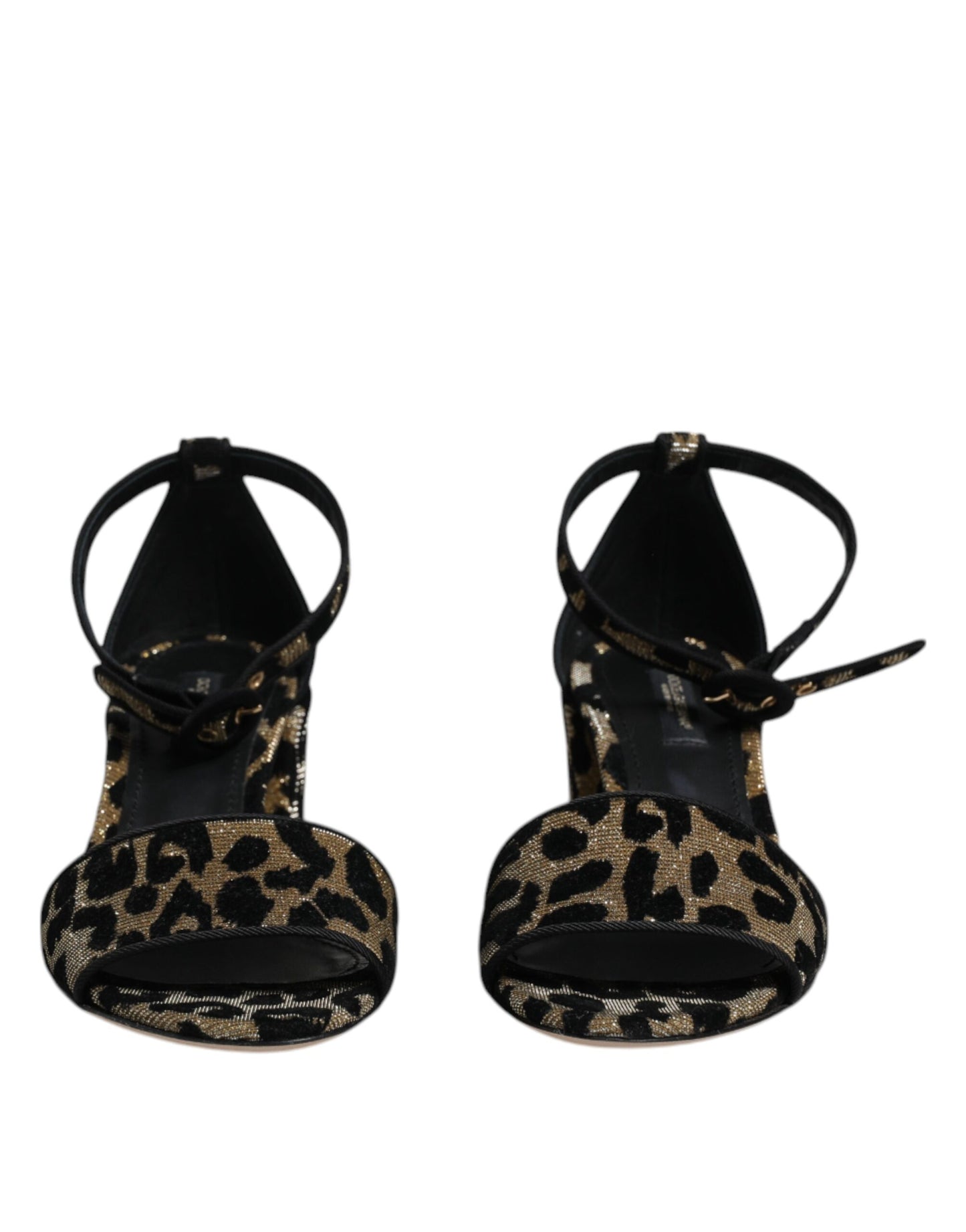 Dolce & Gabbana Gold Leopard Lurex Knöchel Strap Heels Sandalen Schuhe