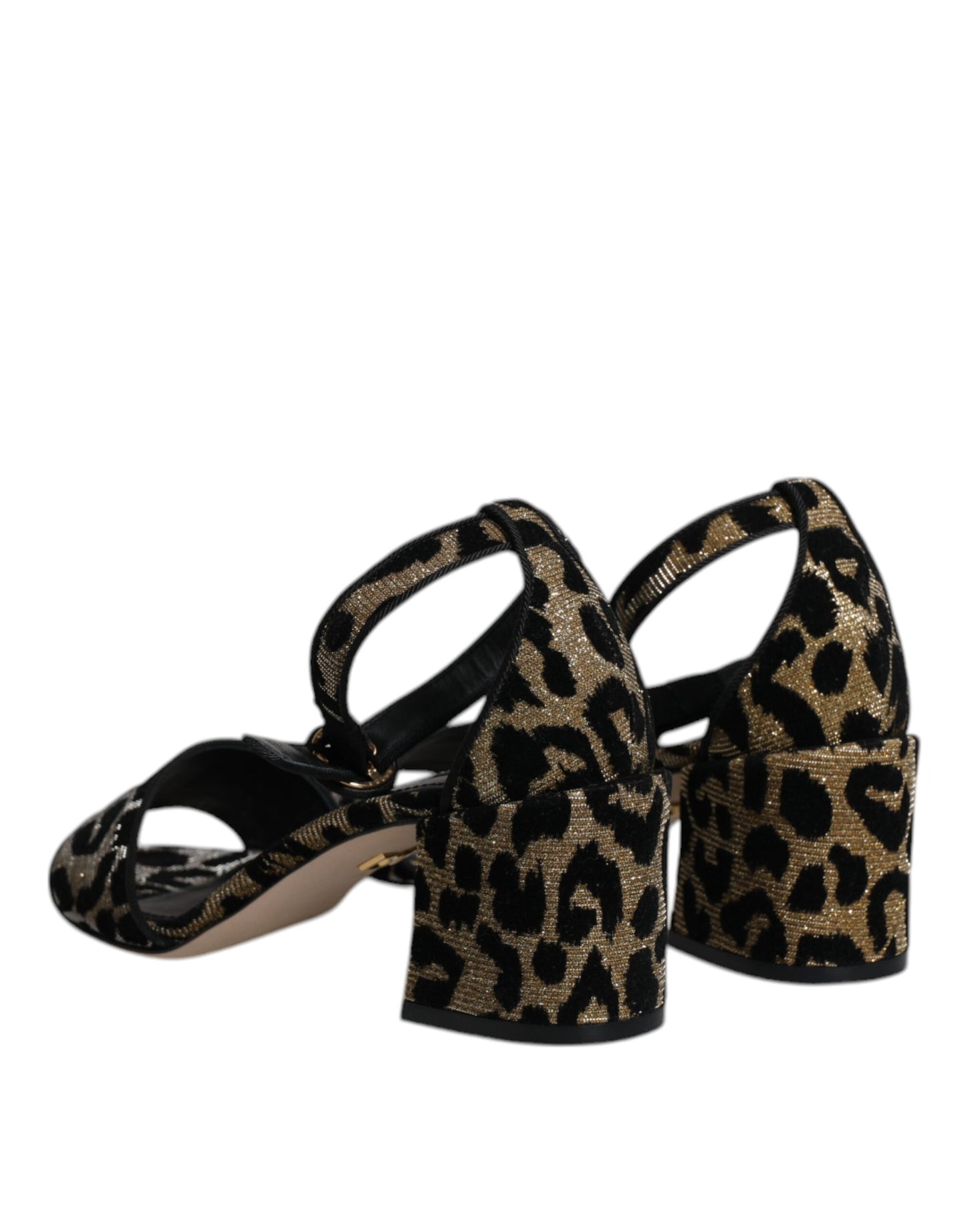 Dolce & Gabbana Gold Leopard Lurex Knöchel Strap Heels Sandalen Schuhe