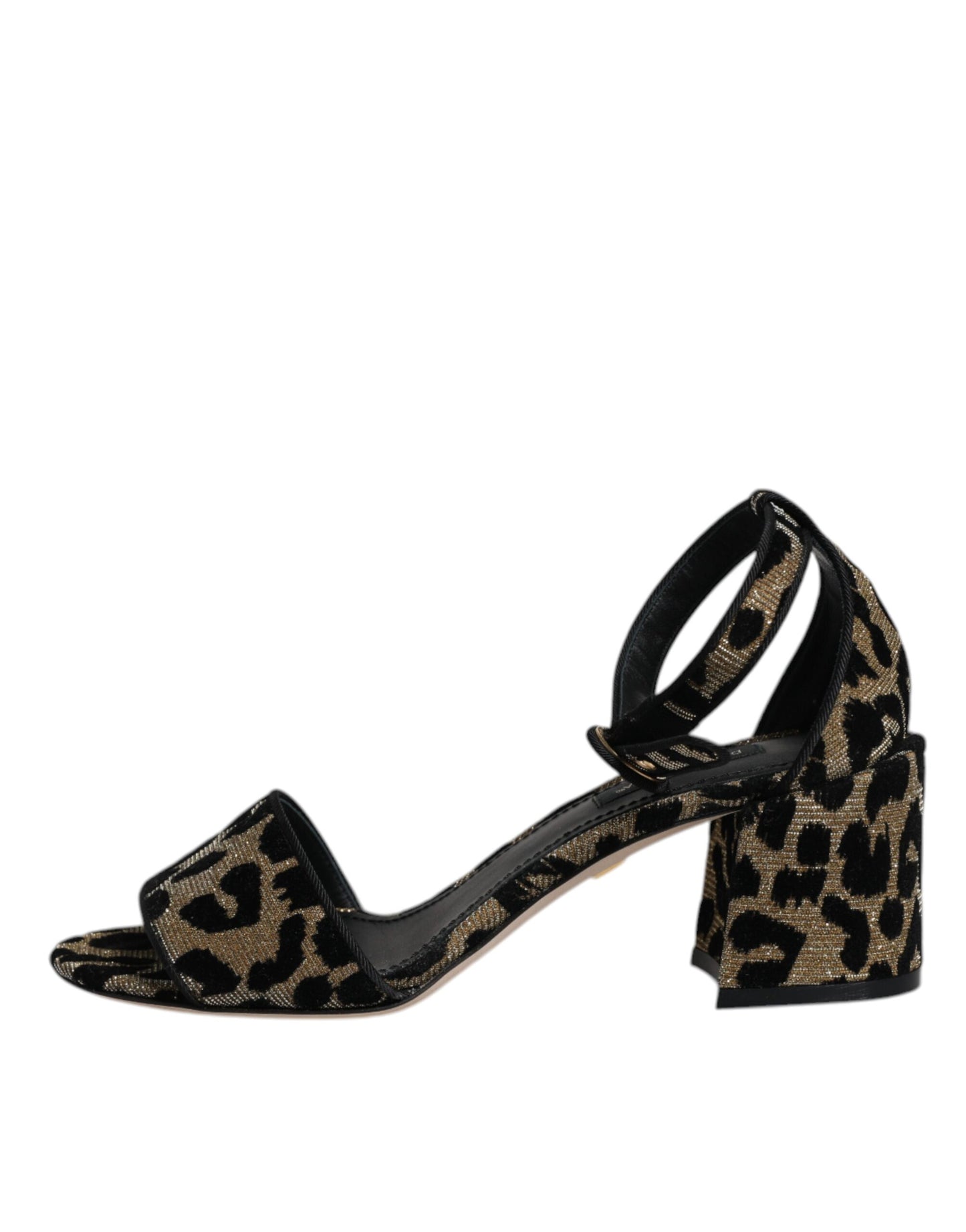 Dolce & Gabbana Gold Leopard Lurex Knöchel Strap Heels Sandalen Schuhe