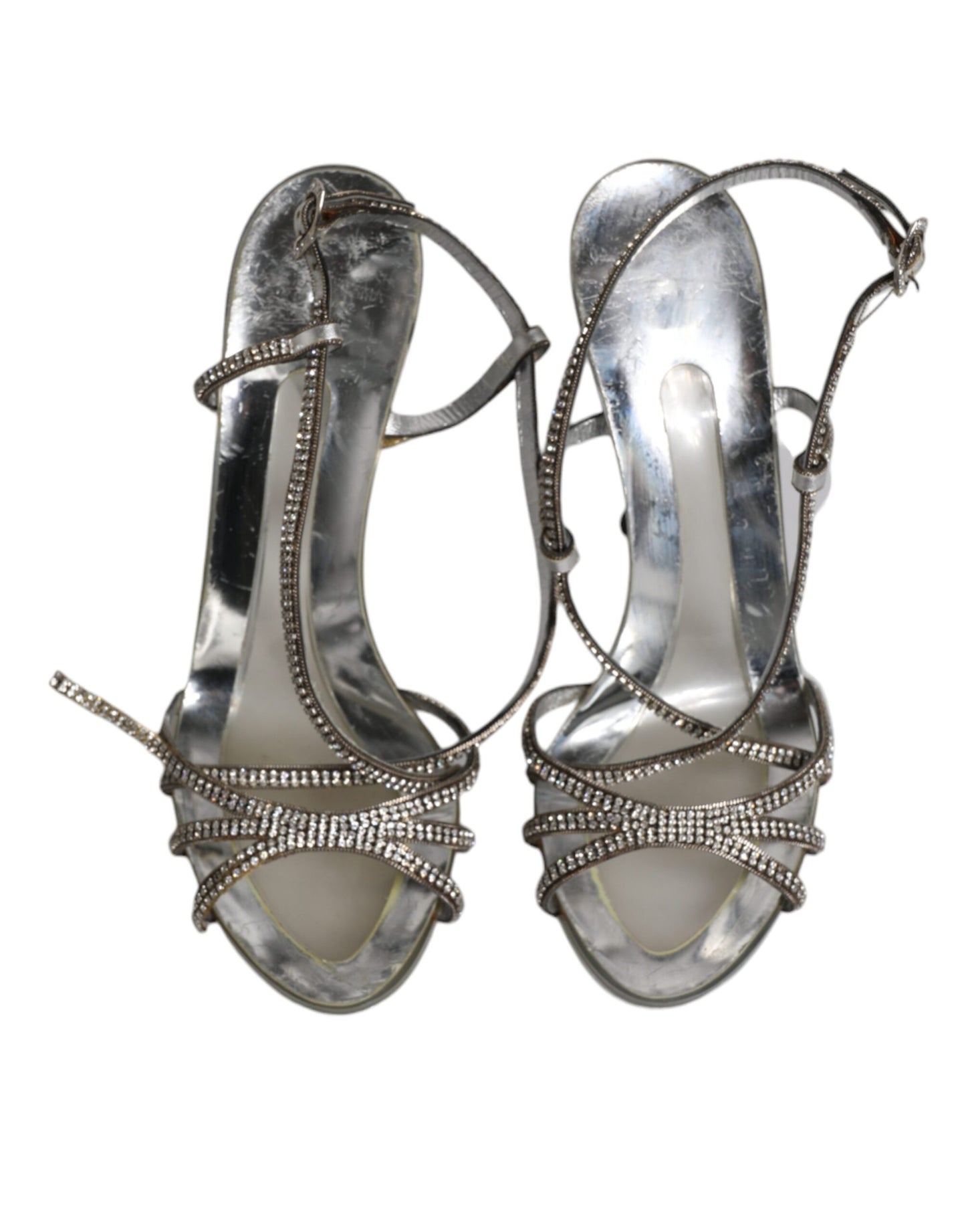 Dolce & Gabbana Silber Kristall Slingback KEIRA Sandalen Schuhe