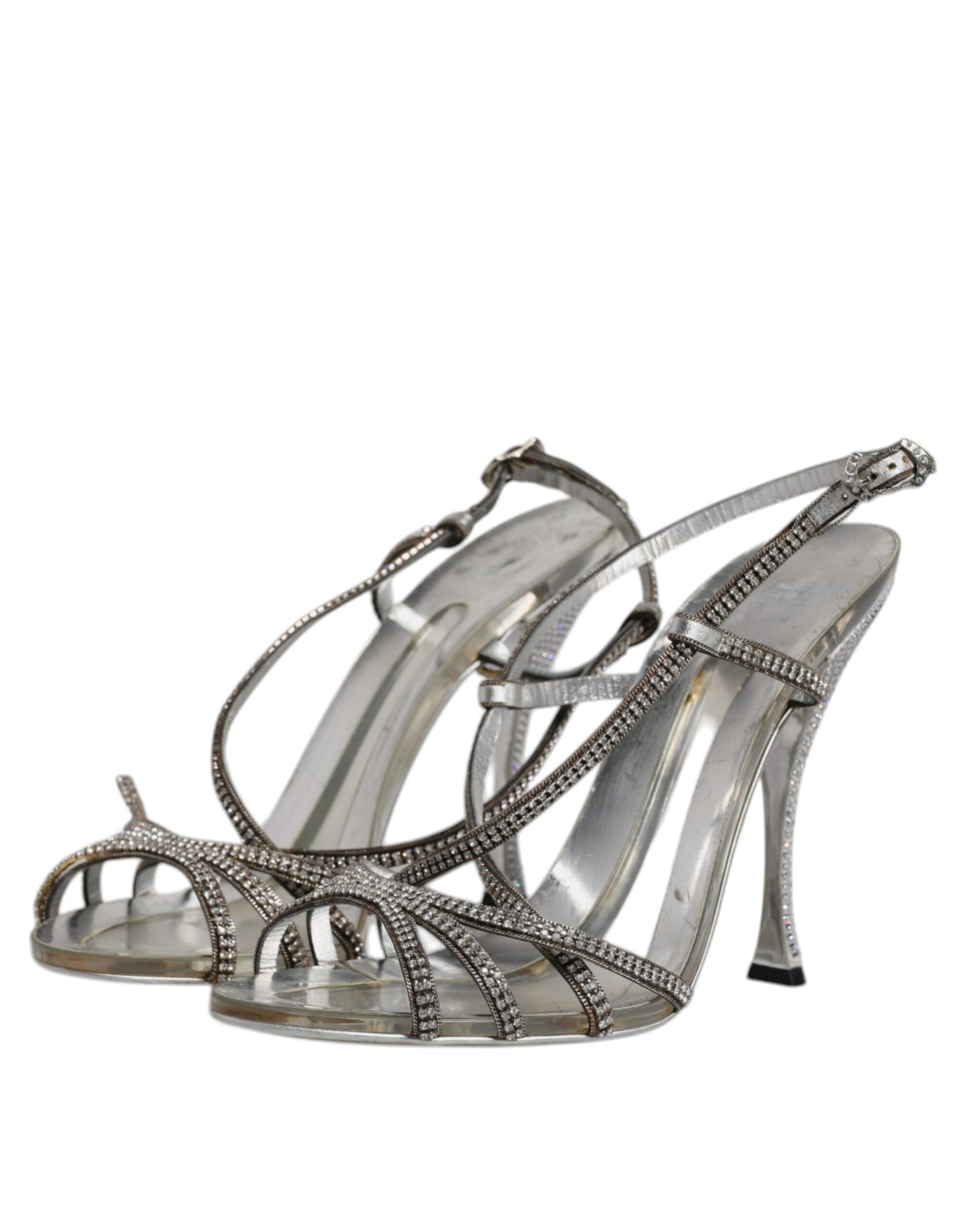 Dolce & Gabbana Silber Kristall Slingback KEIRA Sandalen Schuhe