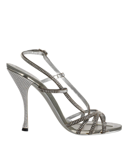 Dolce & Gabbana Silber Kristall Slingback KEIRA Sandalen Schuhe