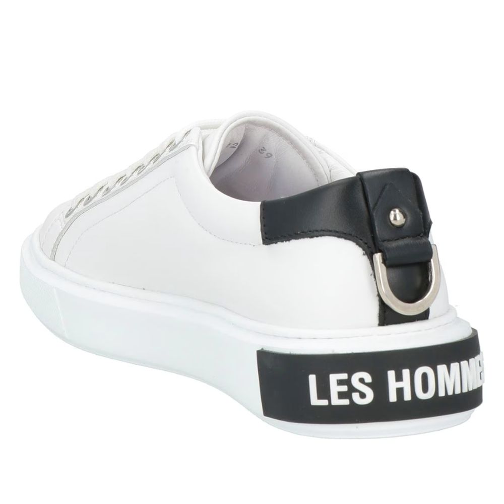 Les Hommes White Leather Di Calfskin Sneakers