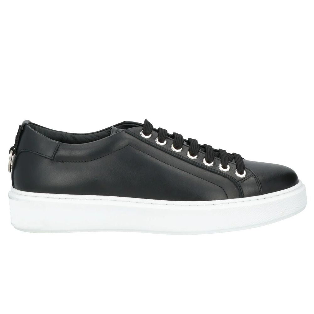 Les Hommes Schwarzes Leder Di Kalbsleder Sneaker