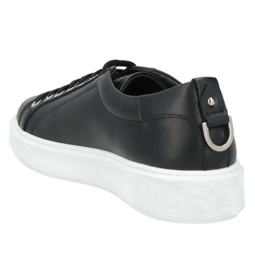 Les Hommes Schwarzes Leder Di Kalbsleder Sneaker