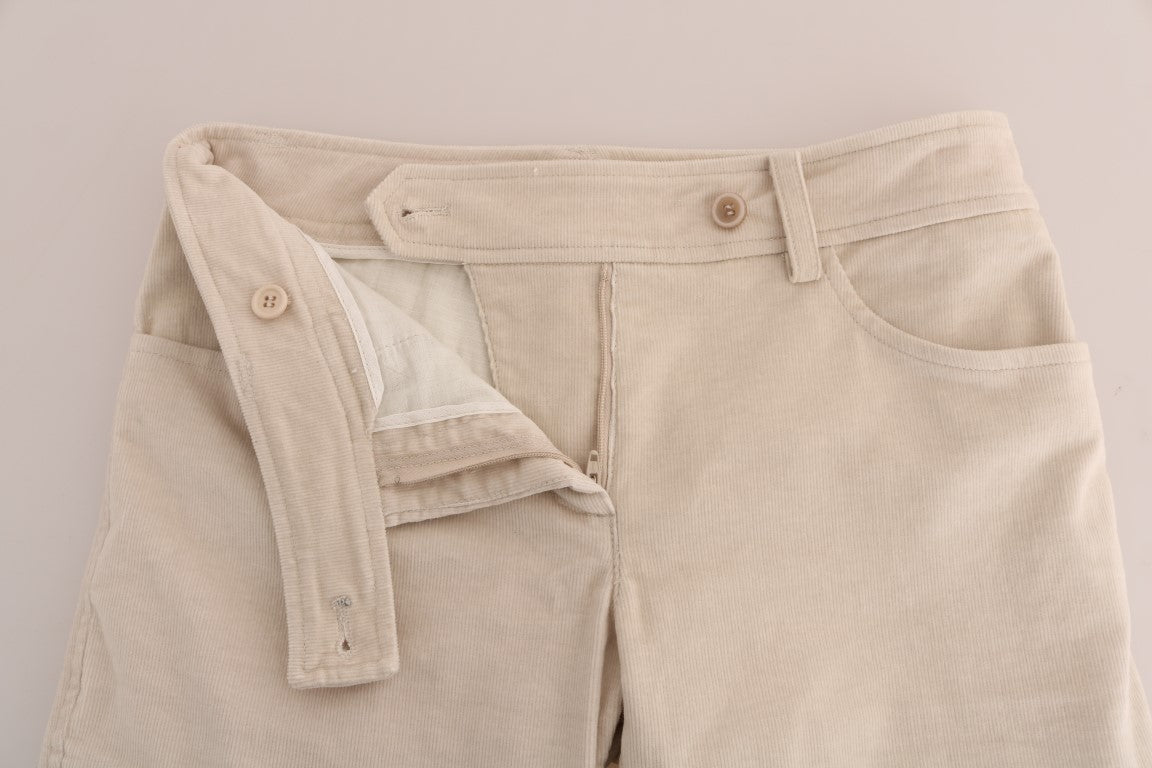 Ermanno Scervino Chic beige corduroy trousers with a slim fit