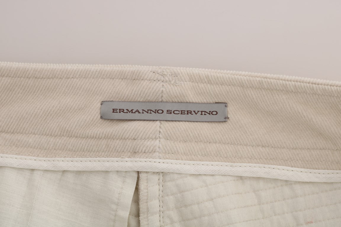 Ermanno Scervino Chic beige corduroy trousers with a slim fit