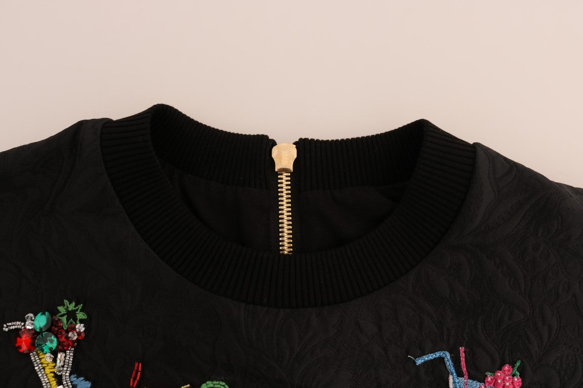 Dolce &amp; Gabbana Black Sweater with Enchanted Crystals