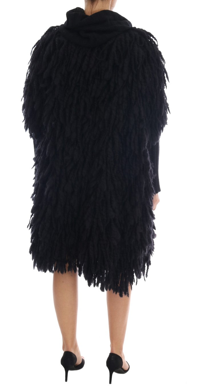 Dolce &amp; Gabbana Elegant black wool and cashmere sweater with fringes