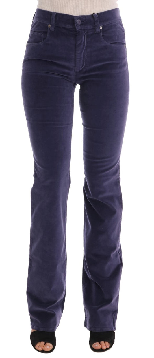 Ermanno Scervino Chic purple corduroy bootcut trousers with flared sides