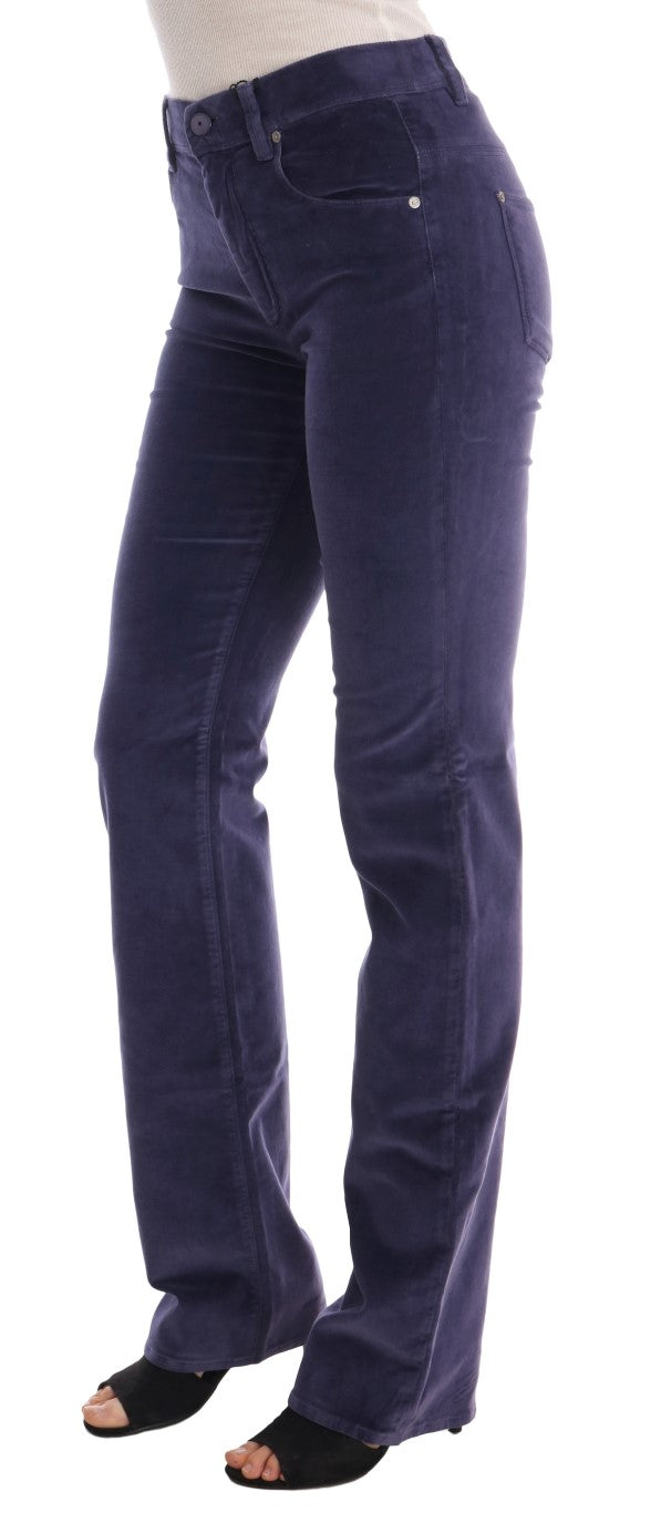 Ermanno Scervino Chic purple corduroy bootcut trousers with flared sides