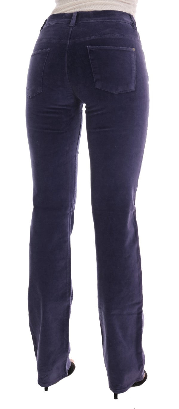 Ermanno Scervino Chic purple corduroy bootcut trousers with flared sides