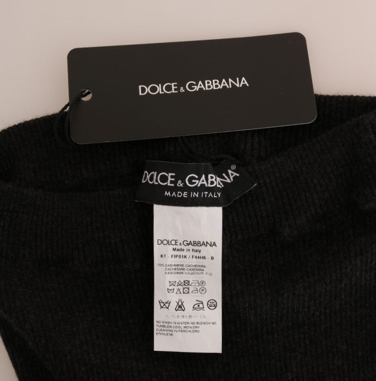 Dolce &amp; Gabbana Elegant grey cashmere trousers with high waist