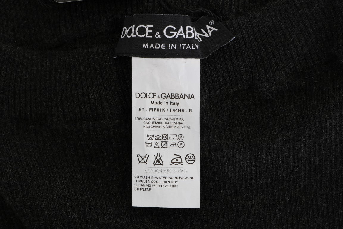 Dolce &amp; Gabbana Elegant grey cashmere trousers with high waist