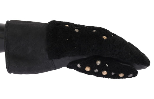 Dolce &amp; Gabbana Studded Black Leather Gloves for Men