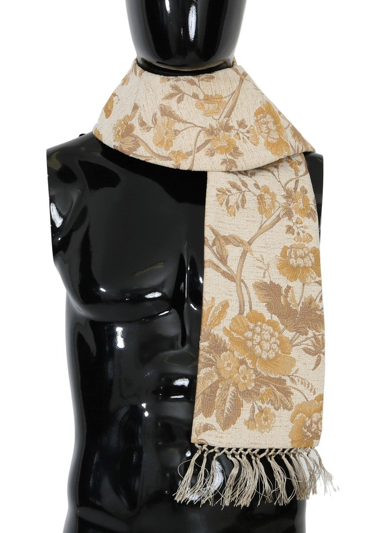 Dolce &amp; Gabbana Elegant Beige Gold Jacquard Stole huivi