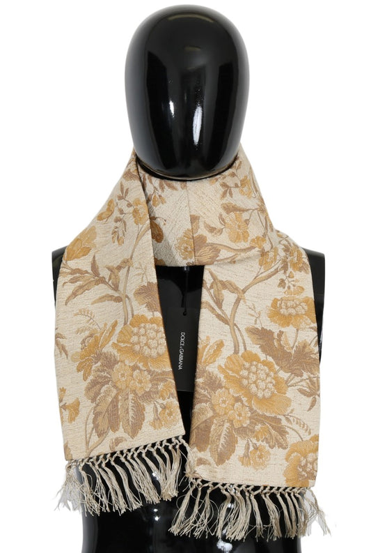 Dolce &amp; Gabbana Elegant Beige Gold Jacquard Stole huivi