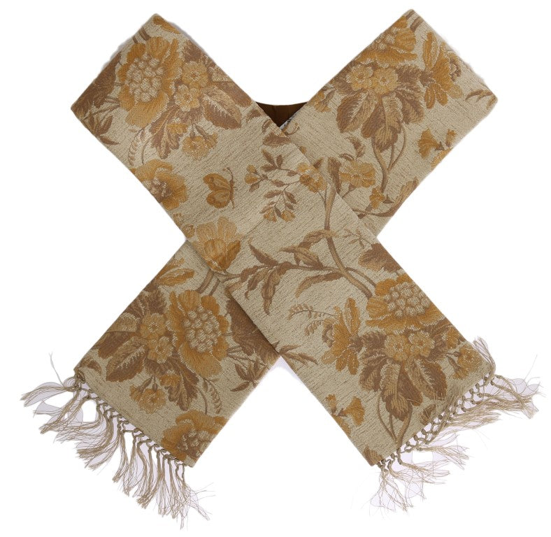 Dolce &amp; Gabbana Elegant Beige Gold Jacquard Stole huivi