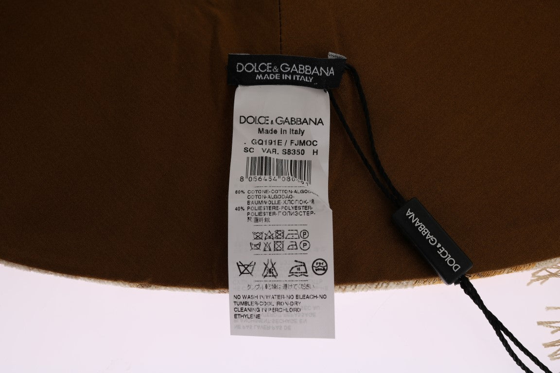 Dolce &amp; Gabbana Elegant Beige Gold Jacquard Stole huivi